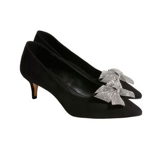 J Crew Black Rhinestone Bow Esme Pointed Heels Size 8